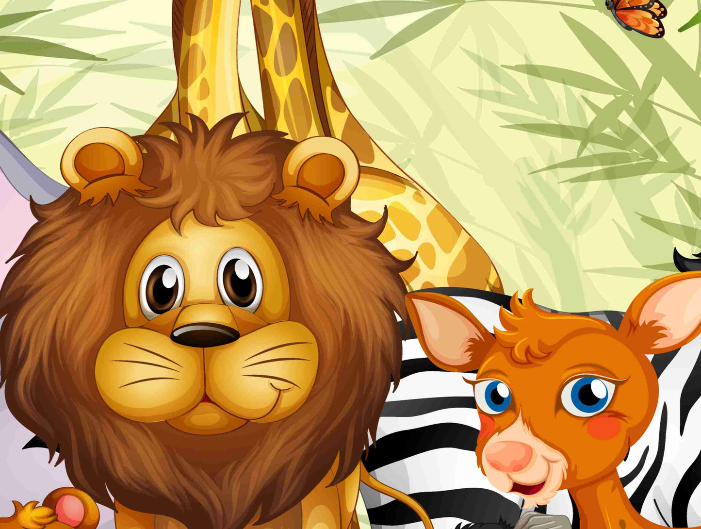 3D Kids Animal Group Customized Wallpaper