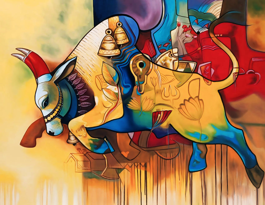 Shiv Nandi Indian Hindu god abstract photo print (canvas) 6×10