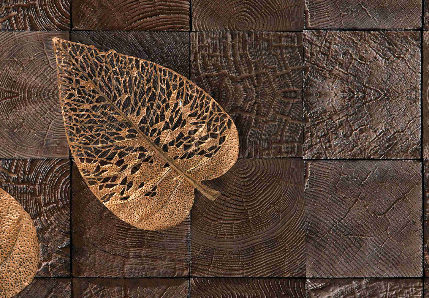 Brown Background Golden Leaves Wallpaper