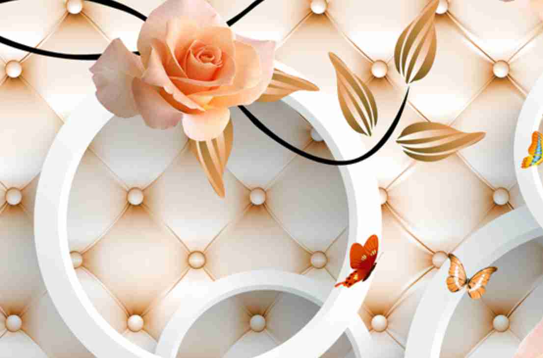 Cusion Effect Background Orange Red Rose Wallpaper