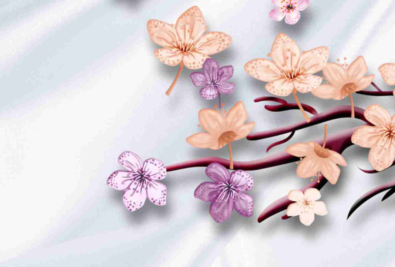 Multi colour Flower Leaves Wallpaper