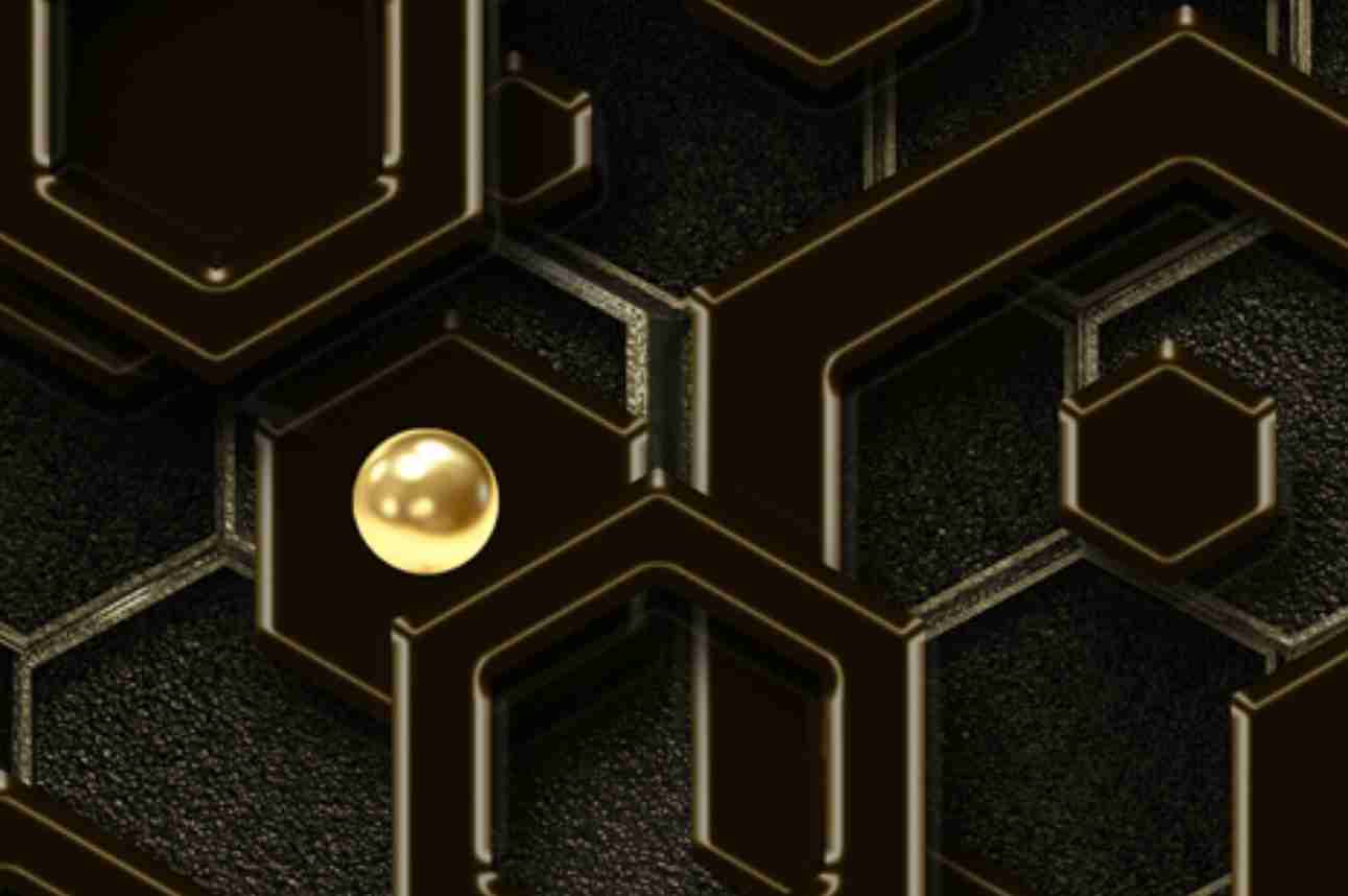 Geometric Hexagonal Black Golden Theme Wallpaper