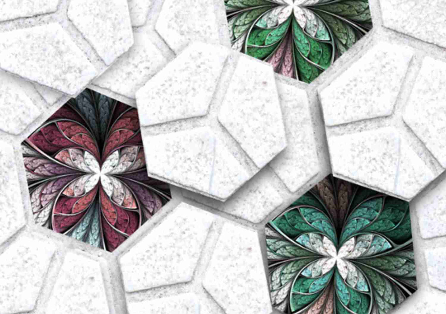 Geometric hexagonal Shapes with Multi colour Abstracts Wallpaper