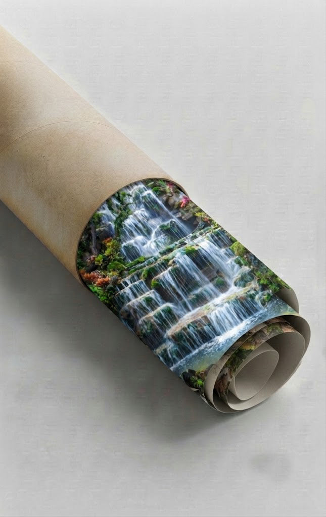Waterfall With Full White step Water with greenery