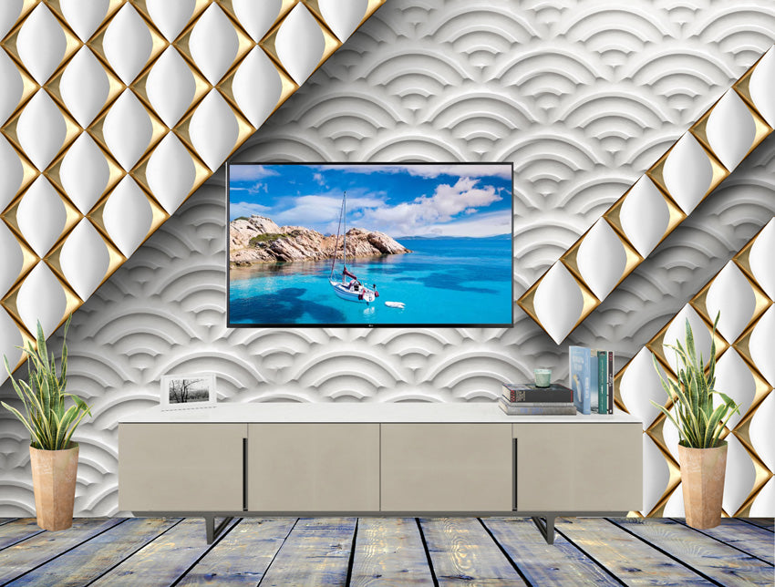 Royal geometrical pattern wall mural (customized wallpaper) for T.V wall