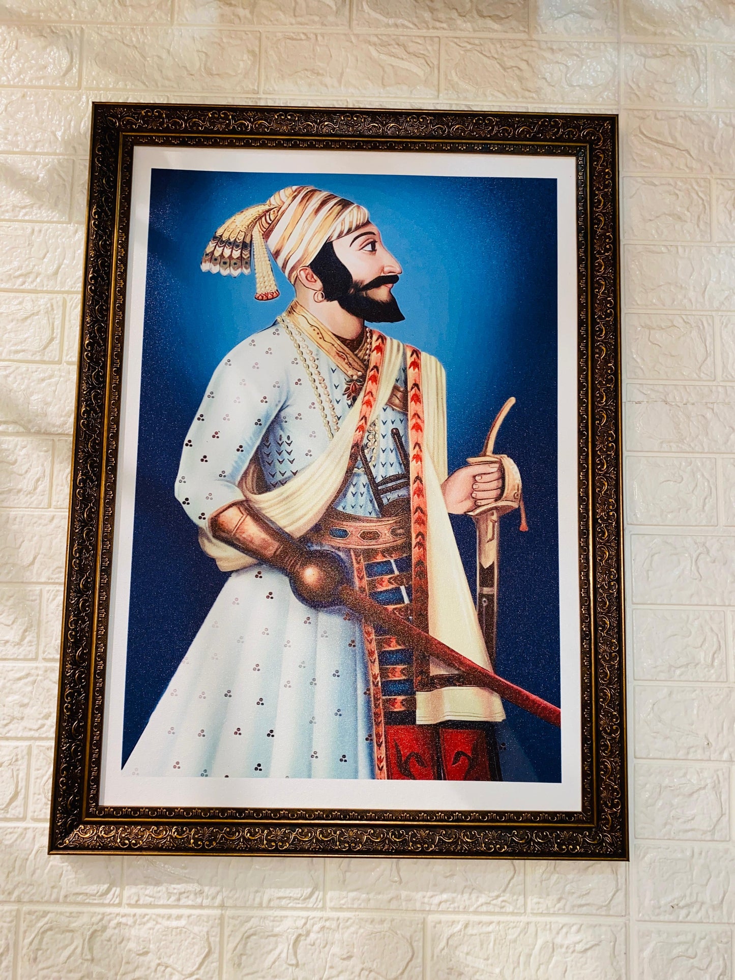 Chatrapati Shivaji Maharaj Antique Canvas  photo Frame