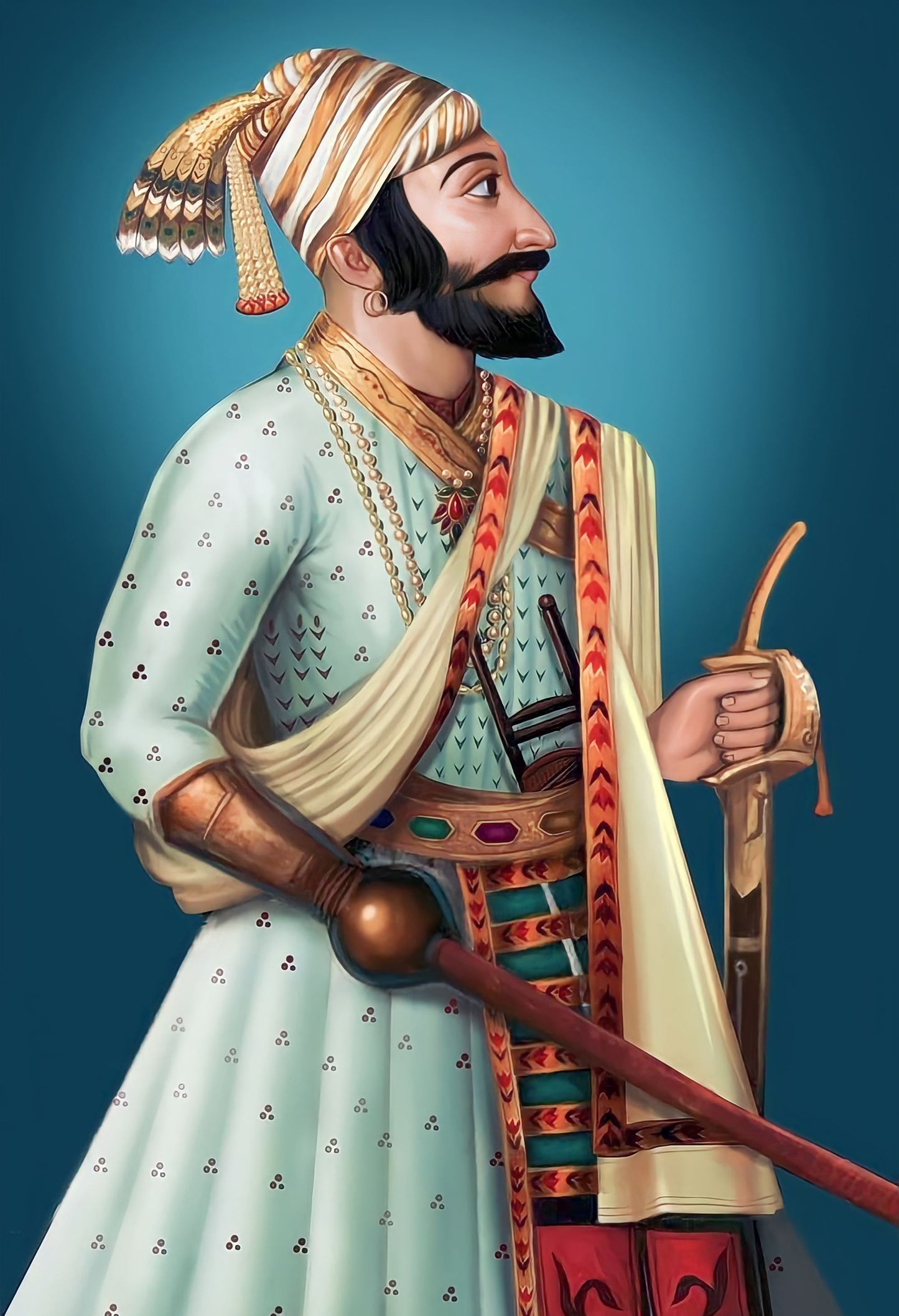 Chatrapati Shivaji Maharaj Antique Canvas  photo Frame