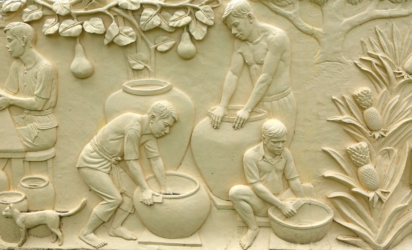 Pot maker sculpture design wall mural (customized wallpaper)