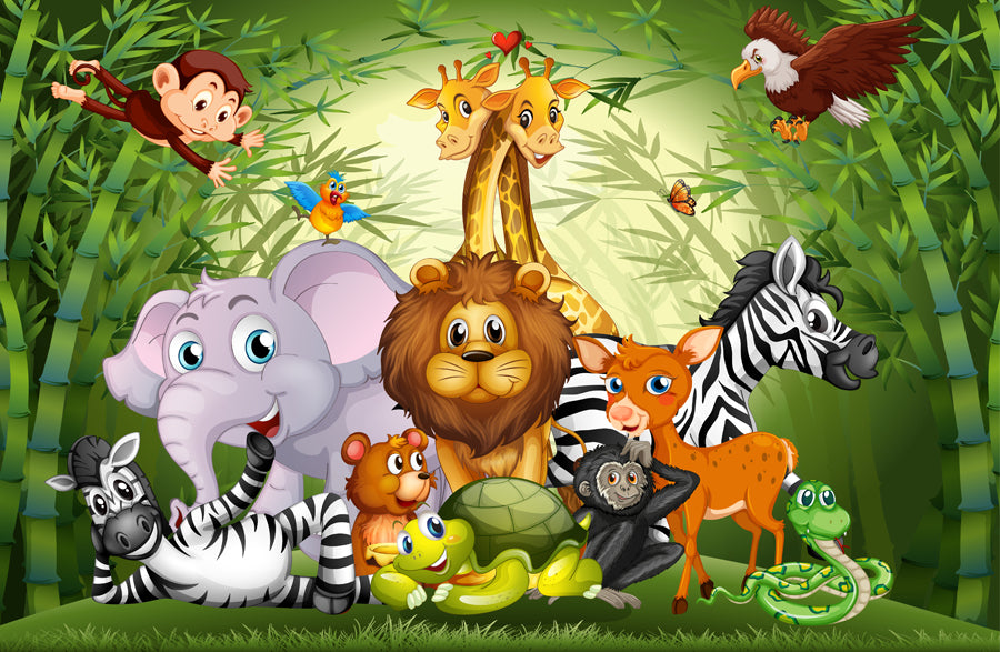 Kids Animal Group Customized Wallpaper