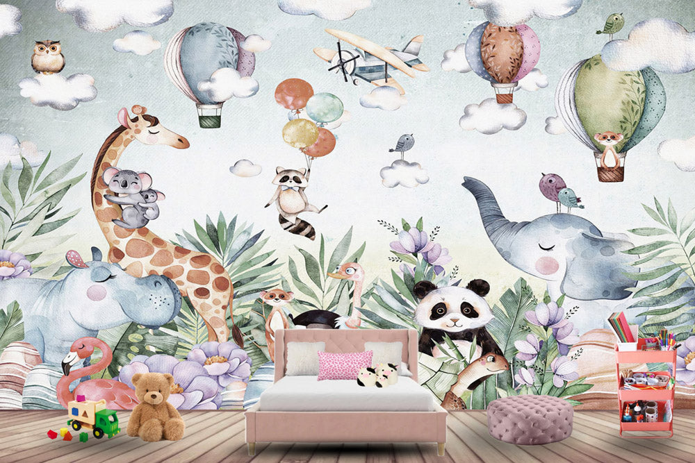 Kids Educational Customized Animal Theme Wallpaper