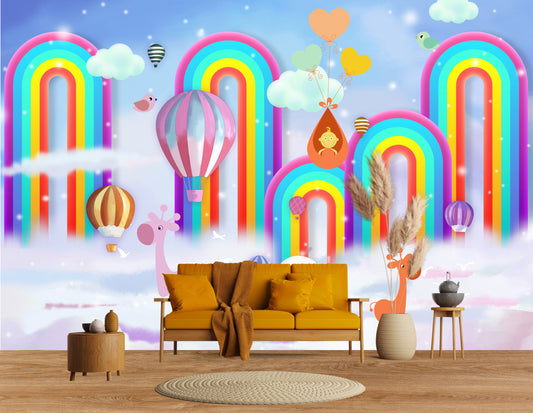 Rainbow Sky Educational Kids Wallpaper