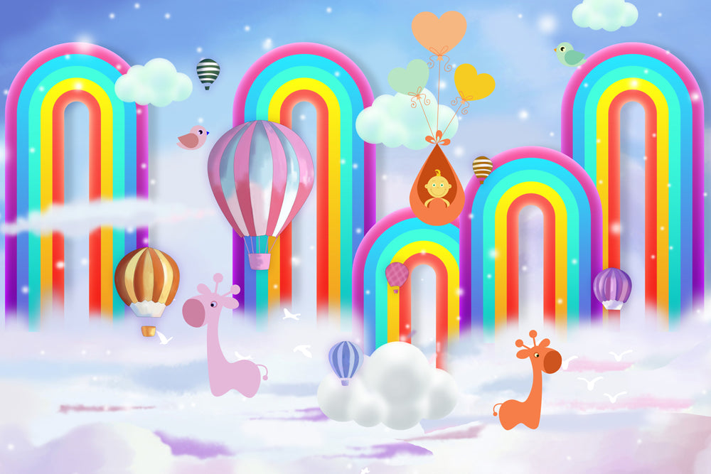 Rainbow Sky Educational Kids Wallpaper