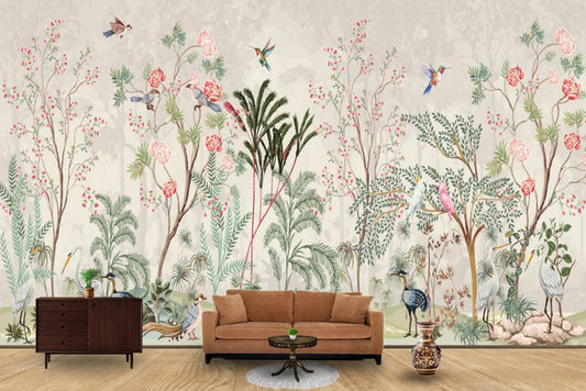 Modern Art Floral Design Customized Wallpaper