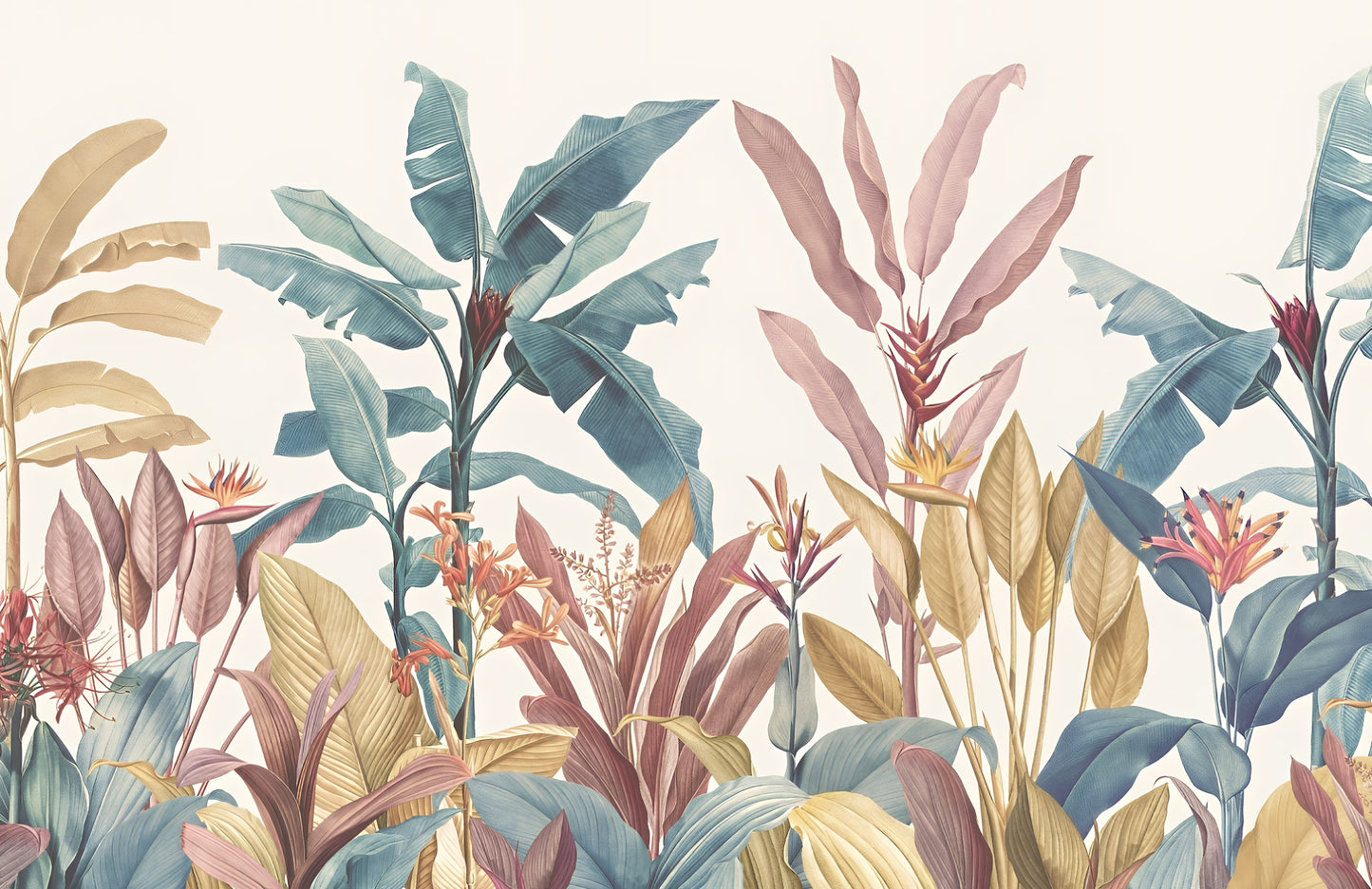 Tropical Palm And Banana Leaves Jungle Wallpaper