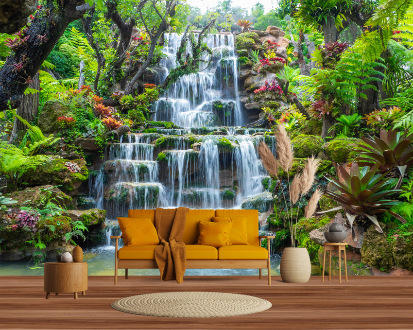 Waterfall wall mural ( customized wallpaper) feel the natur them into your home on wall, non-woven washable