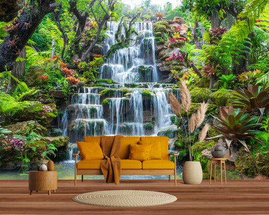 Waterfall wall mural ( customized wallpaper) feel the natur them into your home on wall, non-woven washable