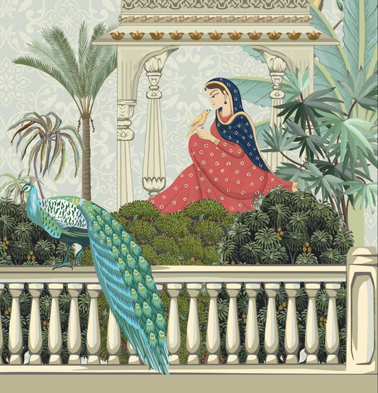 Tropical Royal Rajsthani Mughal Garden Wallpaper