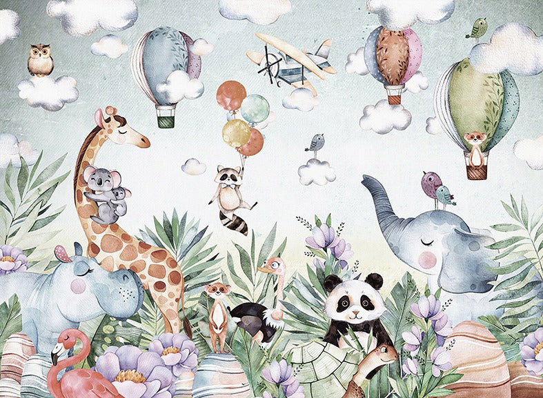 Jungle Animal Wallpaper for Kids' Room Decor - Tropical Wallpaper for Children