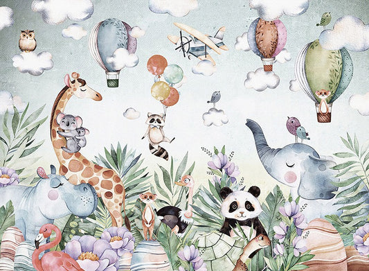 Jungle Animal Wallpaper for Kids' Room Decor - Tropical Wallpaper for Children