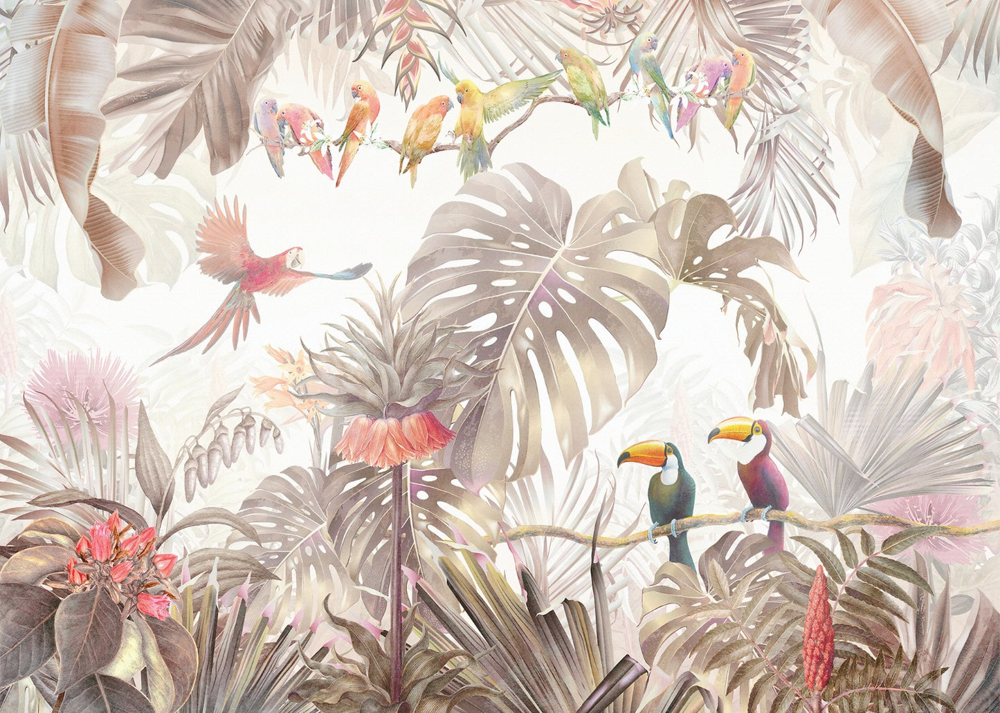 Tropical Peace Birds And Trees Wallpaper