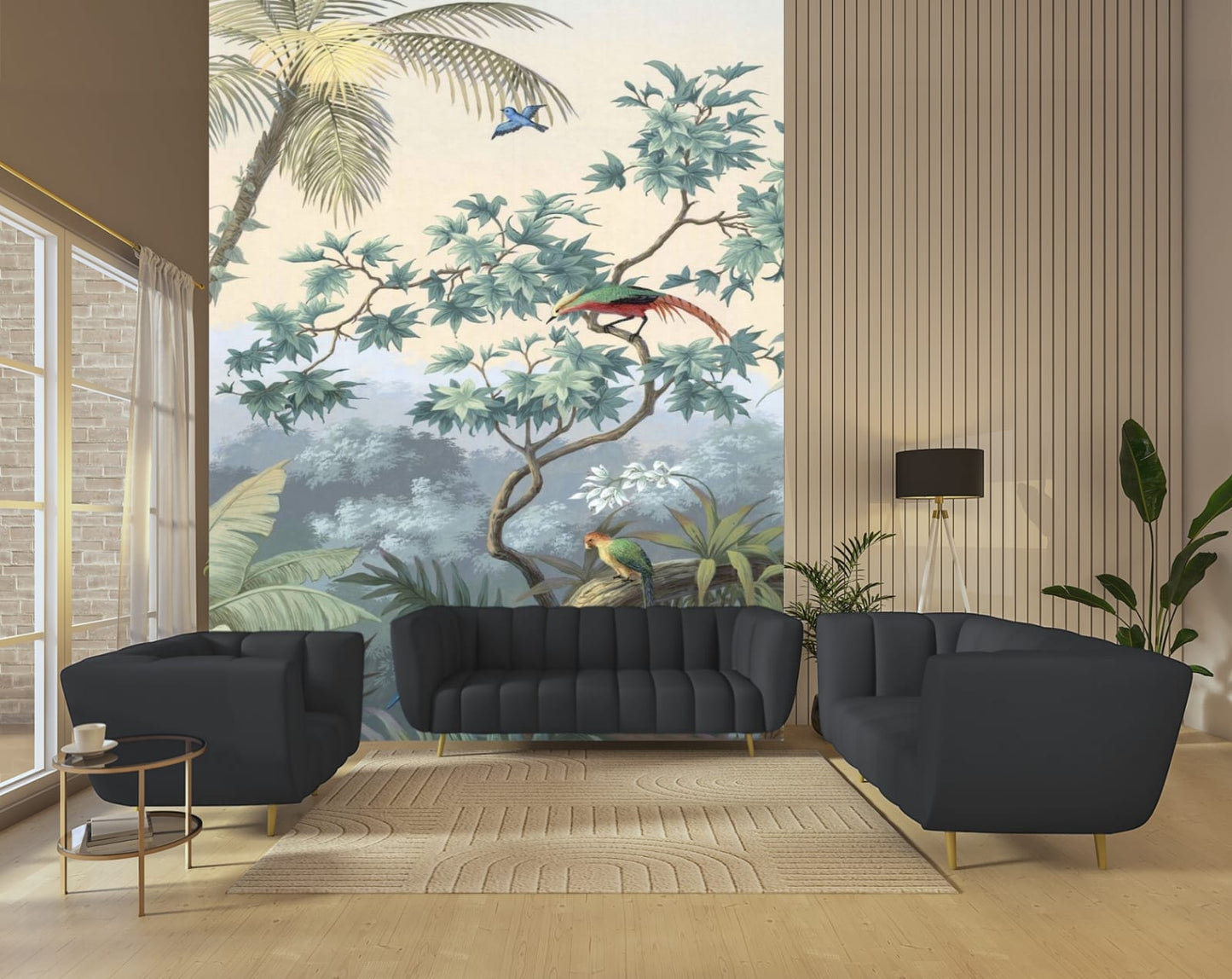 Tropical Tree with Birds Wall Art