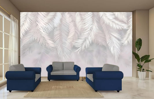 Tropical Wallpaper Wall murals Gray palm leaves