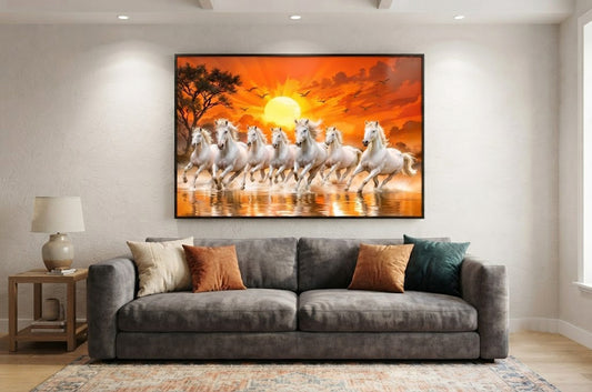 White 7 running horse