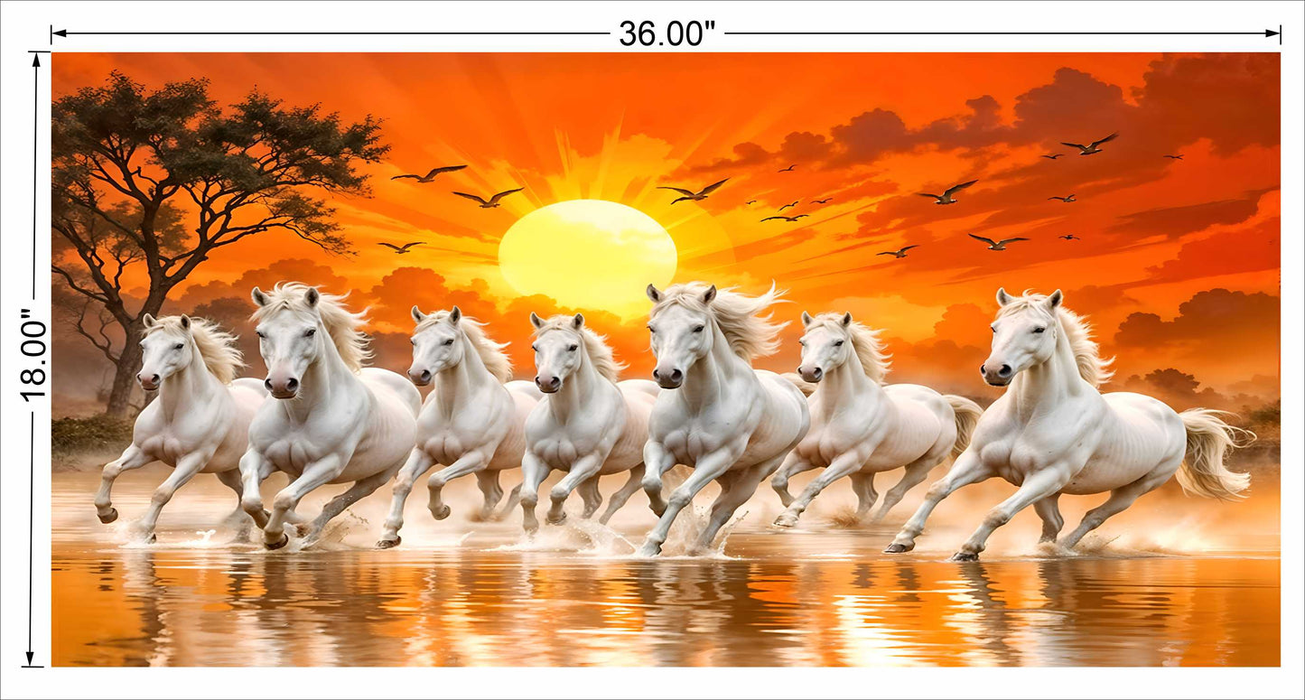 White 7 running horse