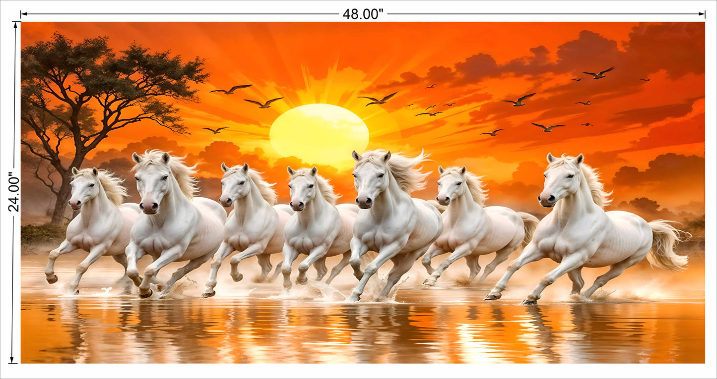 White 7 running horse
