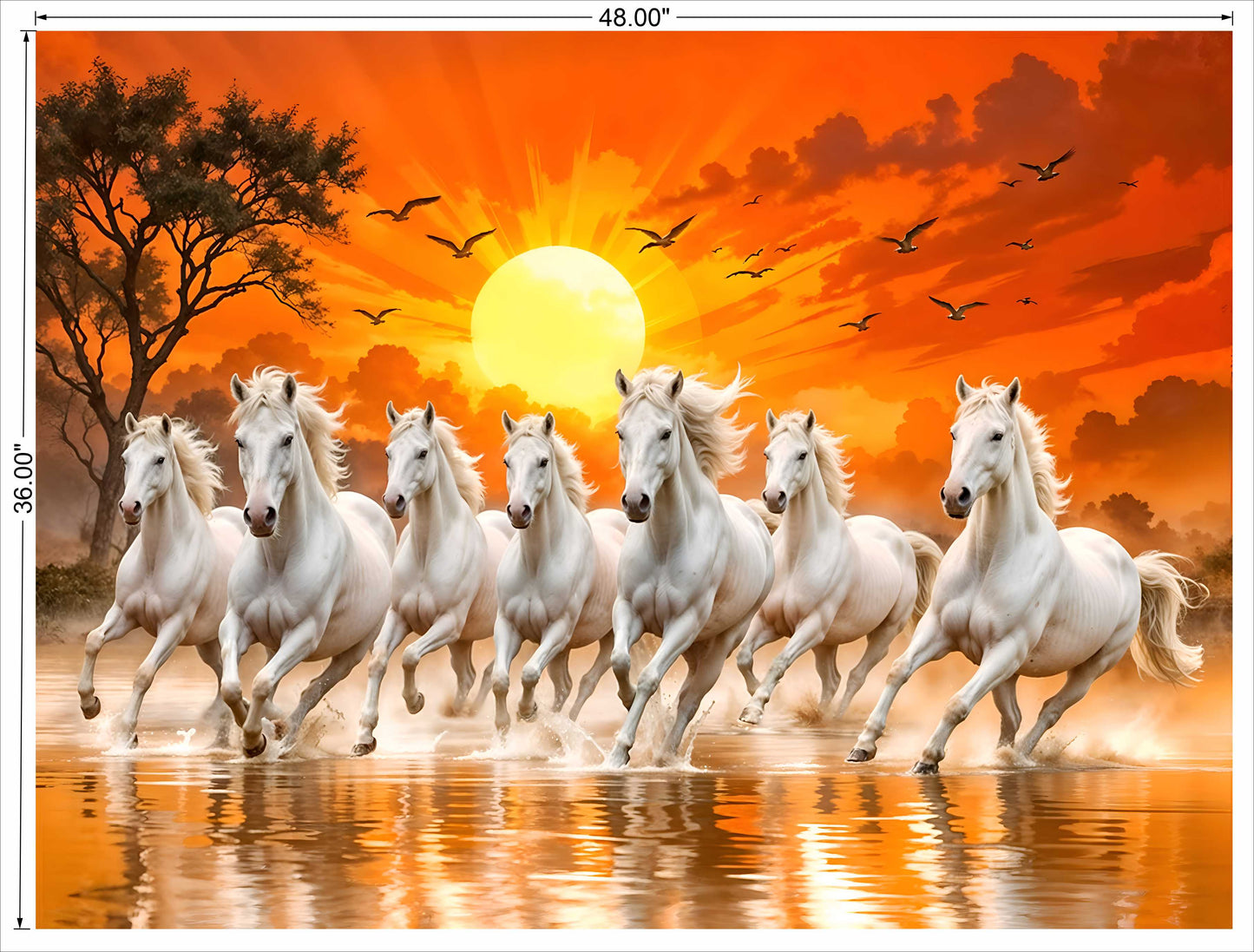 White 7 running horse