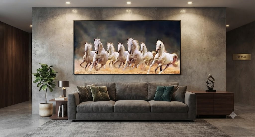 7 horses running on soil