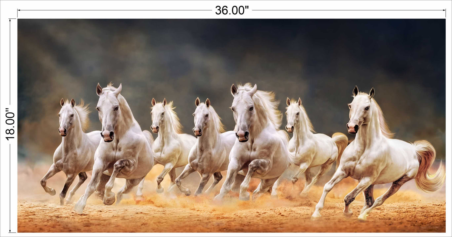 7 horses running on soil
