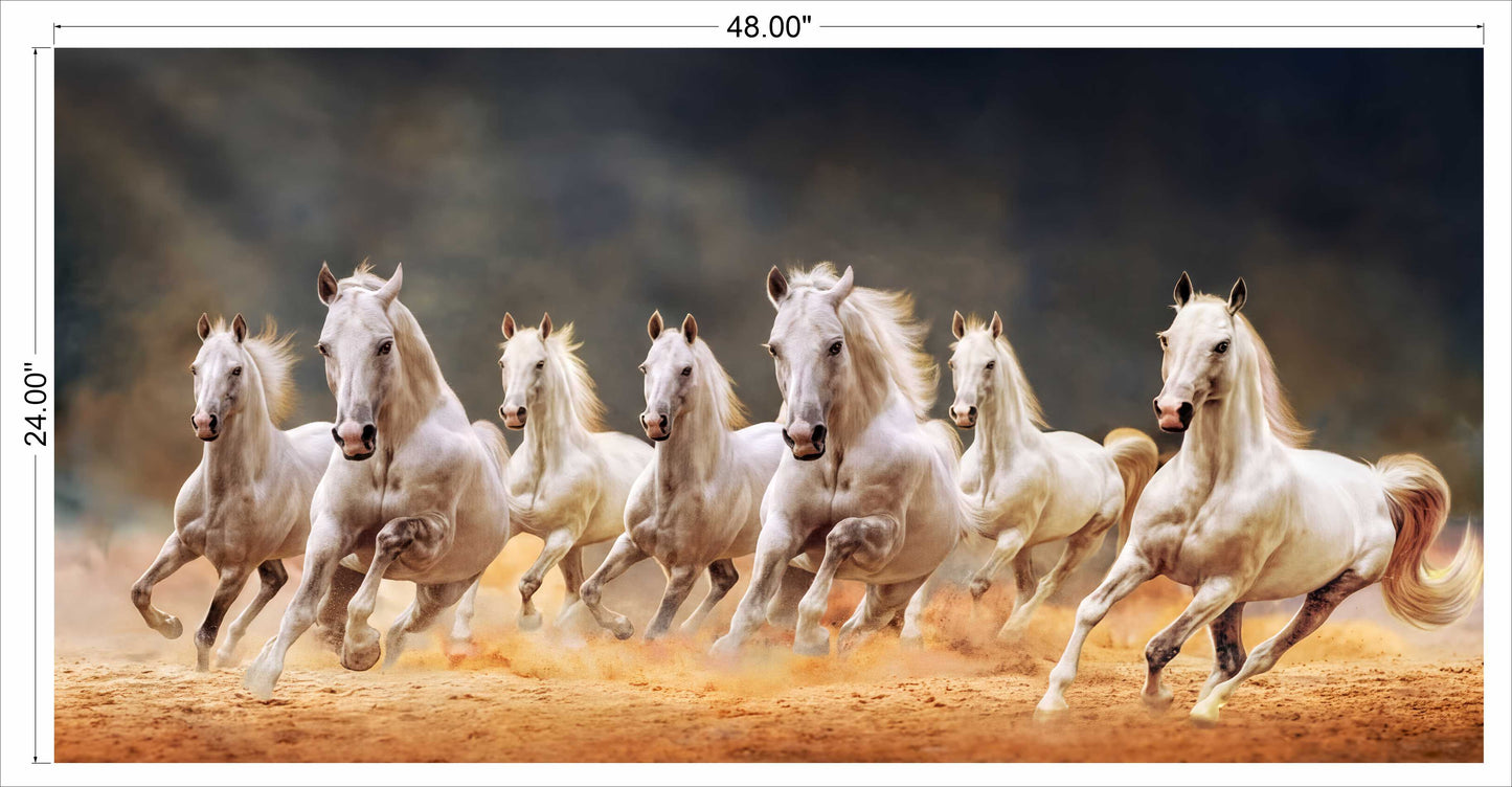 7 horses running on soil
