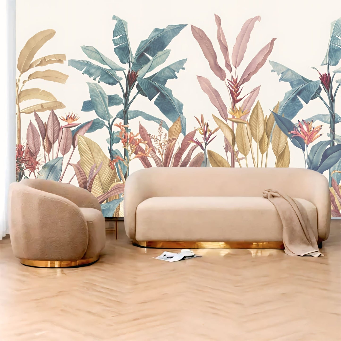 Tropical Palm And Banana Leaves Jungle Wallpaper