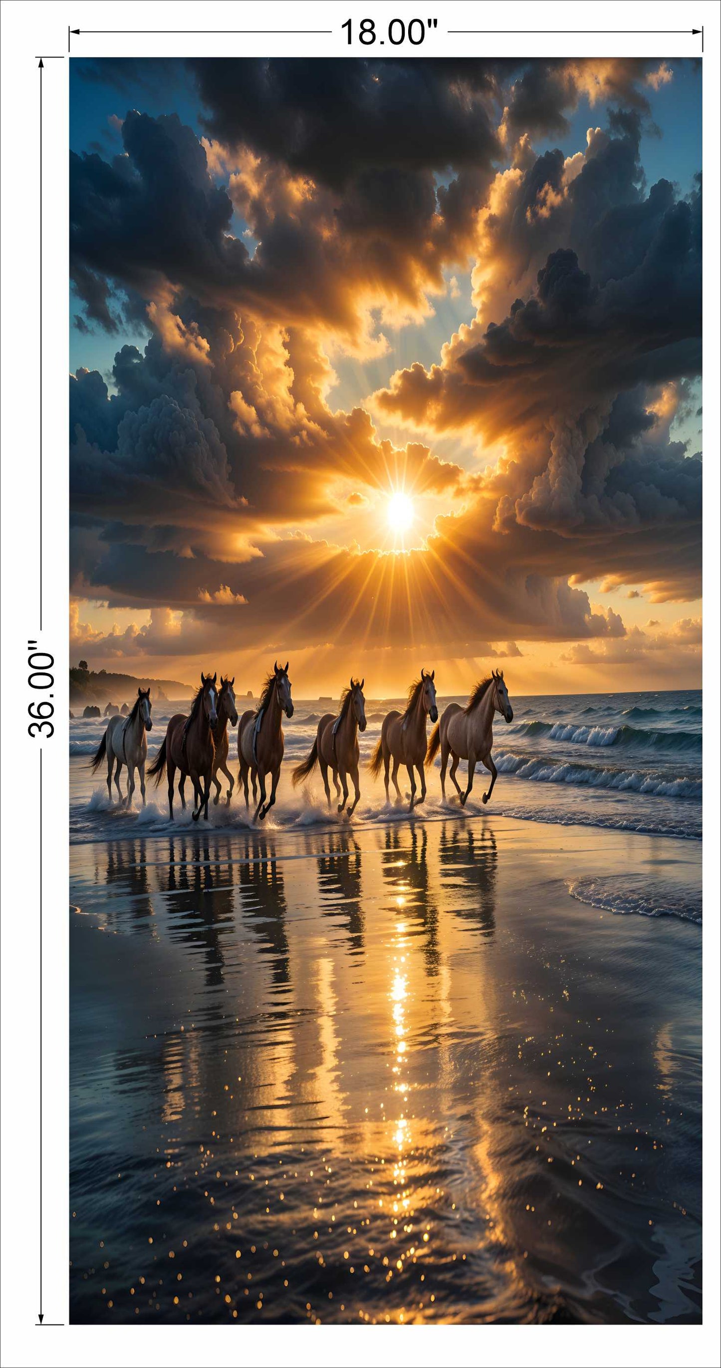 7 horses running on beach