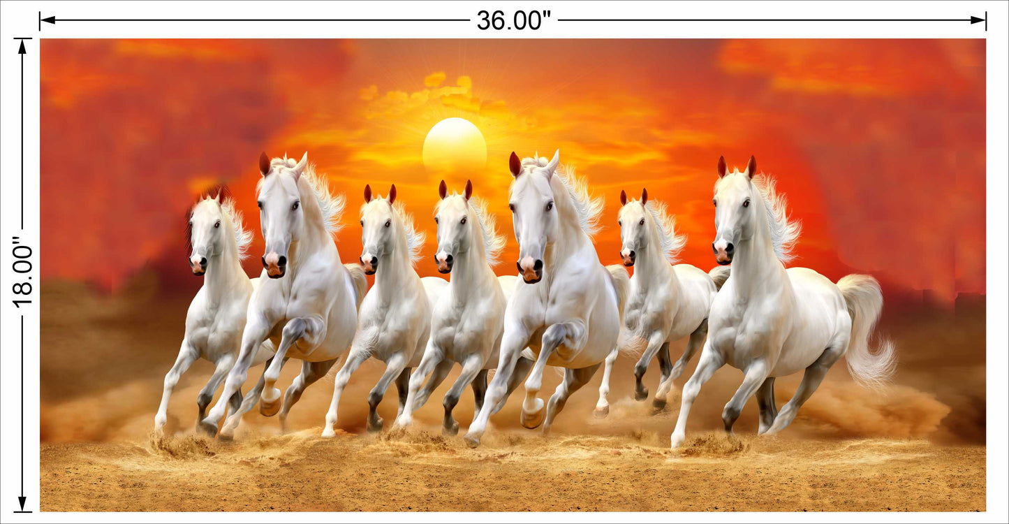 White 7 running horse high contrast
