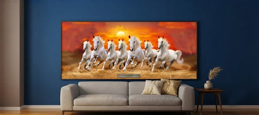 White 7 running horse high contrast