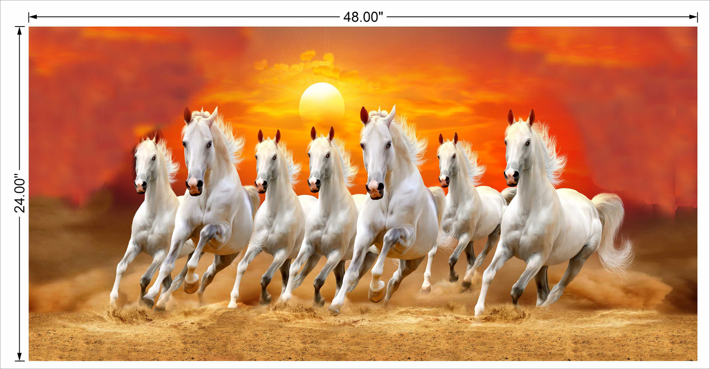 White 7 running horse high contrast
