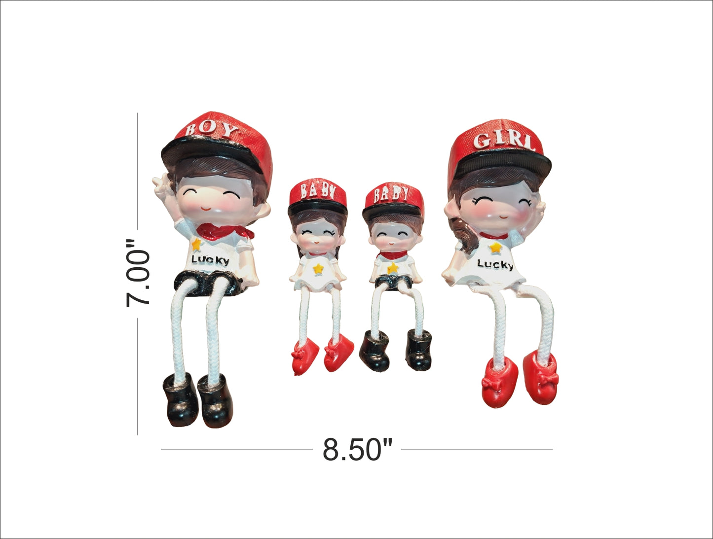 Family Set of 4 Red Cap