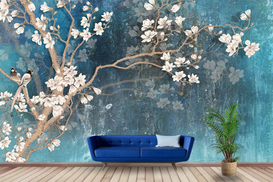 Painting Tree With Abstract Background