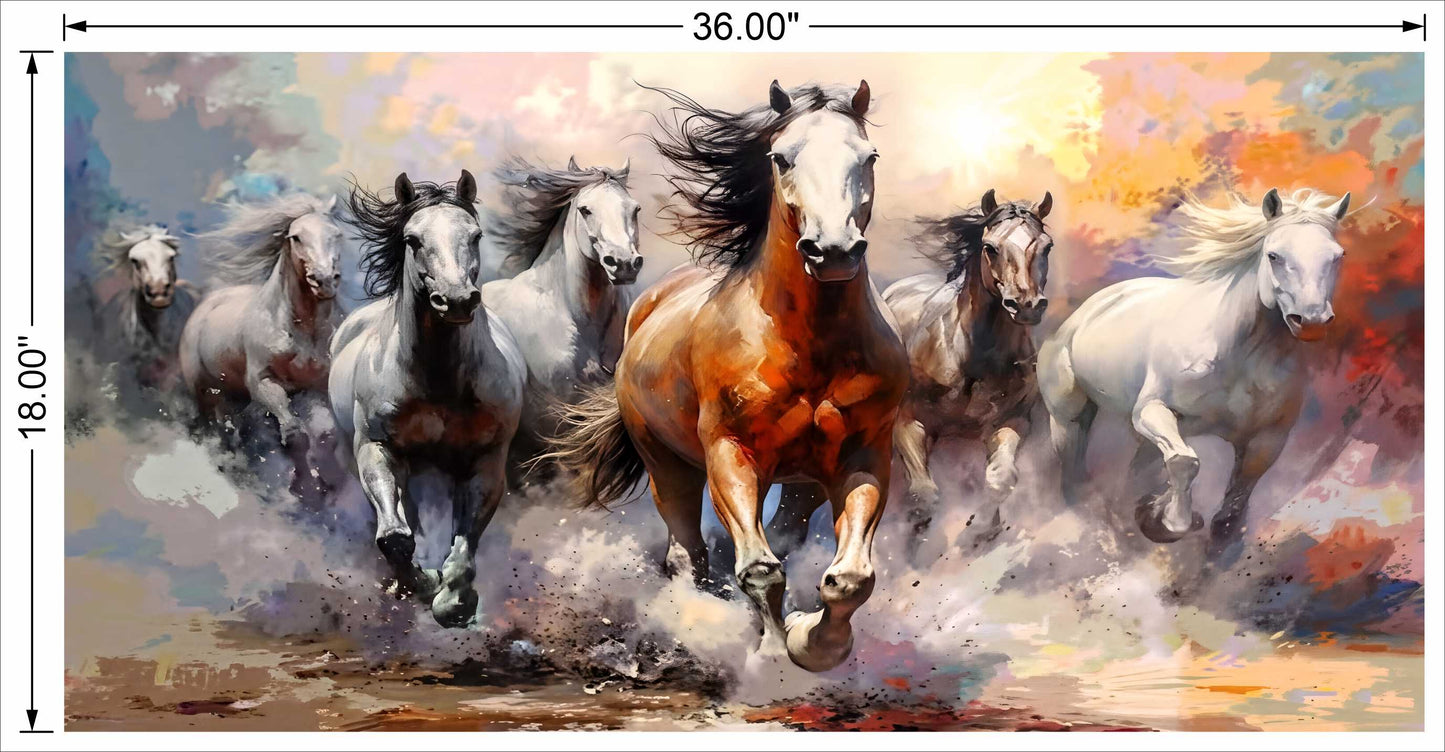 Painting Effect Front Side 7 Horse Running
