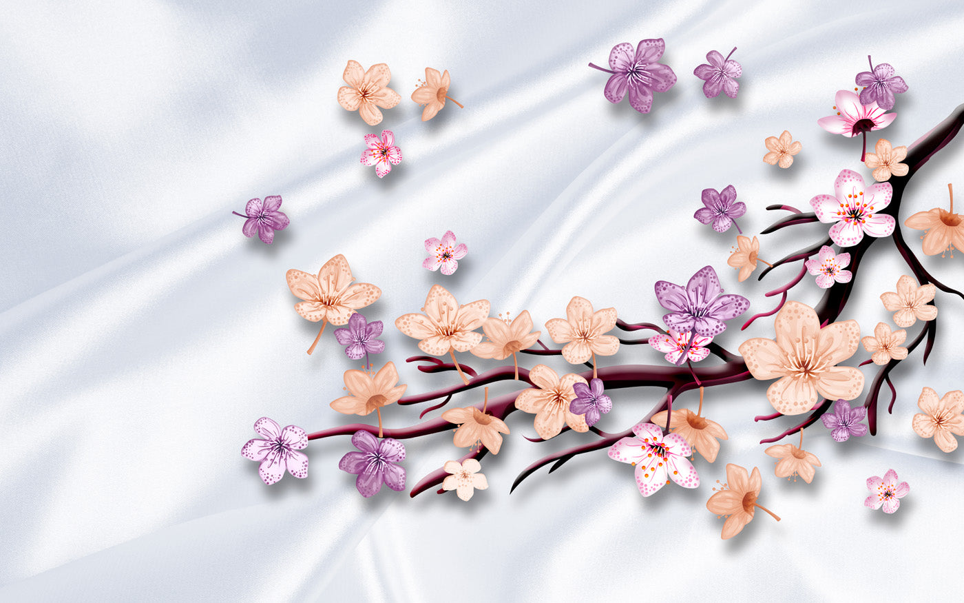 Multi colour Flower Leaves Wallpaper