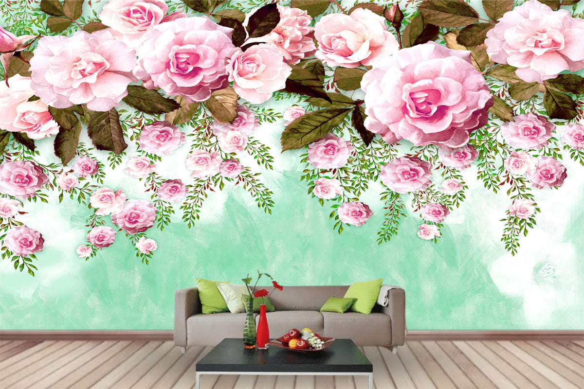 Long Rose Decoration Wallpaper