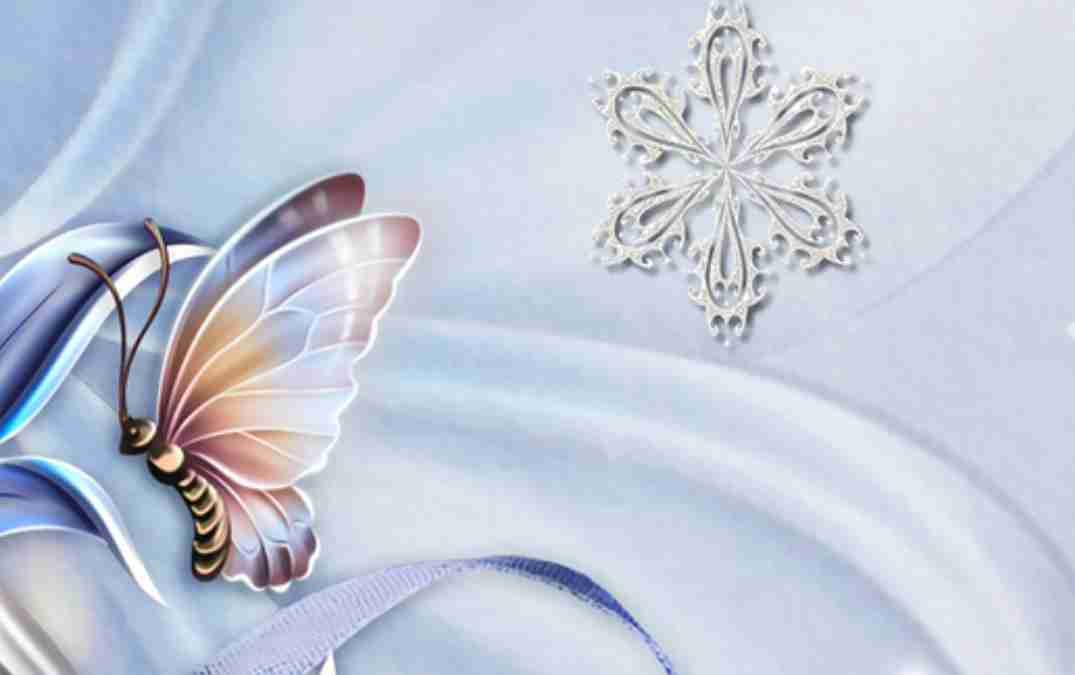 Sky Blue Theme Butterfly And Flower Theme Wallpaper