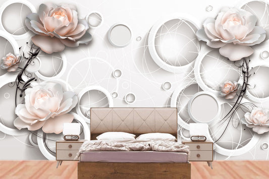Geometric Ring Customized Flower Wallpaper