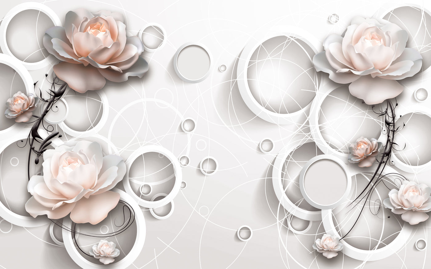 Geometric Ring Customized Flower Wallpaper