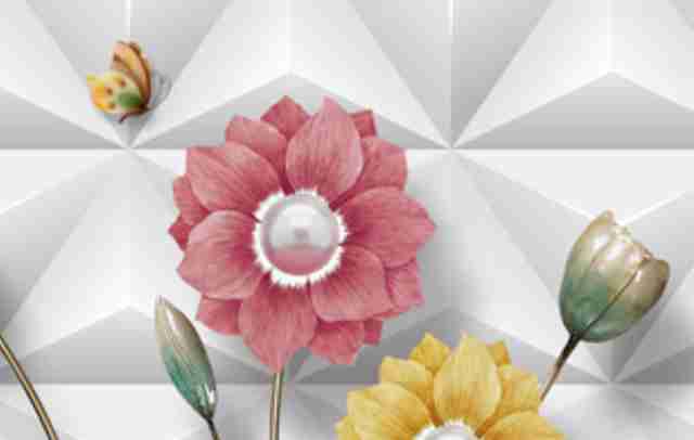 3D Background With Multicolour Flowers Wallpaper