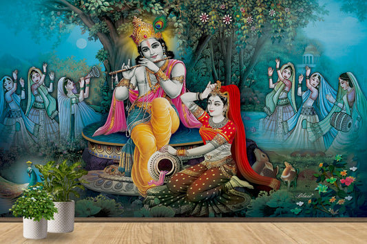 God Collection Radha Krishna Instrumentational Wallpaper