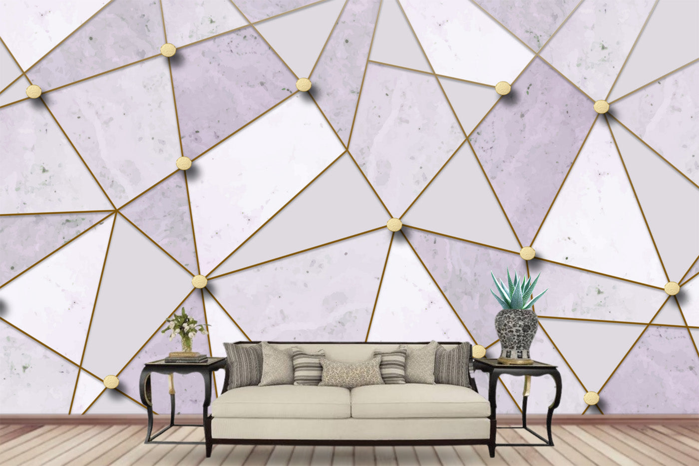 Geometric Triangle with Golden Buttons And Lines Wallpaper