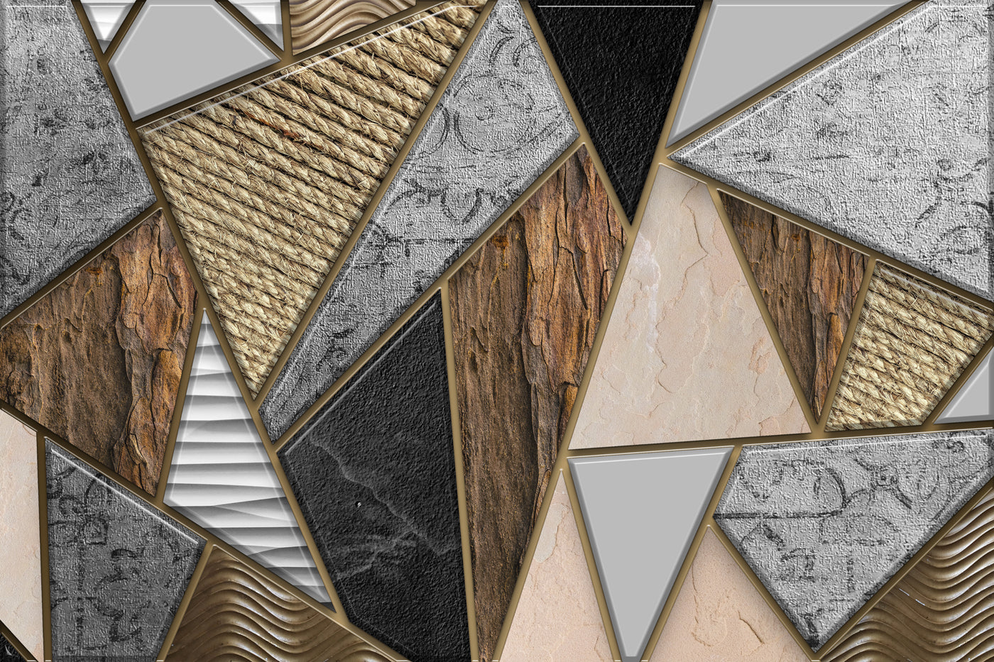 Geometric Wooden And Marble Triangle Wallpaper